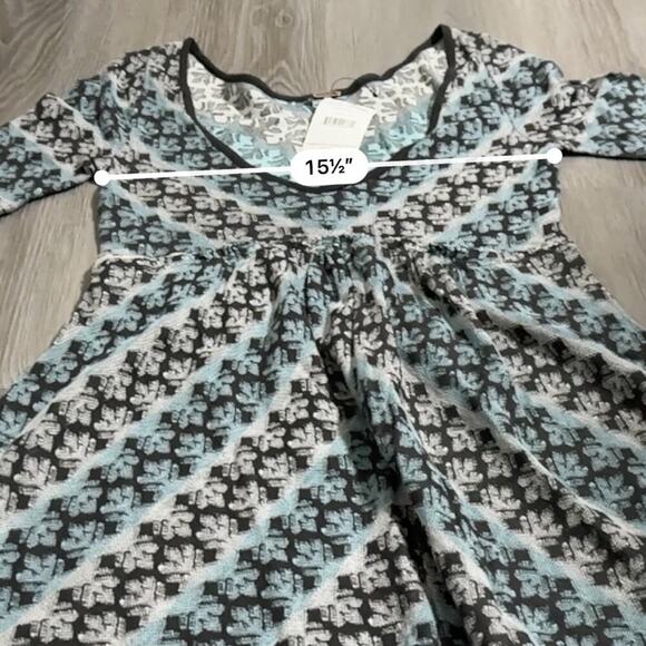Free People Gray Blue & White Short Sleeve Scoop Neck Knit Tunic Dress Size S - Picture 7 of 9